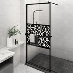 vidaXL Paroi de douche avec étagère Noir 100x195cm Verre ESG&Aluminium