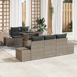 vidaXL Ensemble de canapé de jardin de 6 pièces avec coussins gris en poly rattan