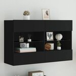 vidaXL Meuble TV mural avec lumières LED noir 98 5x30x60 5 cm