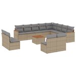 vidaXL Salon de jardin avec coussins 13 Pièces beige résine tressée