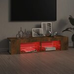 vidaXL Meuble TV avec lumières LED chêne fumé 135x39x30 cm
