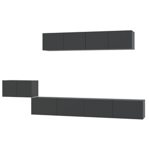 vidaXL Ensemble de meubles TV 5 Pièces Noir Bois d'ingénierie