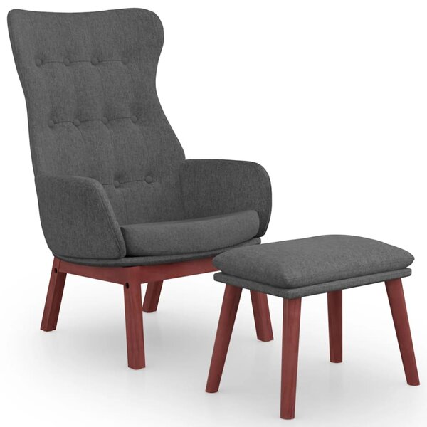 vidaXL Chaise de relaxation avec repose-pied Gris foncé Tissu