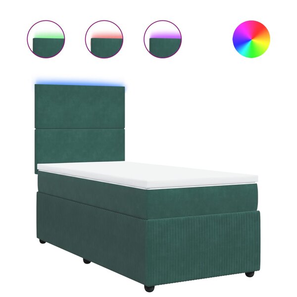 vidaXL Sommier à lattes de lit avec matelas Vert foncé 90x190 cm