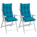 vidaXL Coussins de chaise à dossier haut lot de 2 bleu clair