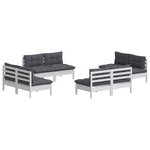 Salon de jardin meuble d'extérieur ensemble de mobilier 8 pièces avec coussins anthracite bois de pin 02_0017471