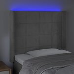 vidaXL Tête de lit à LED Gris clair 103x16x118/128 cm Velours
