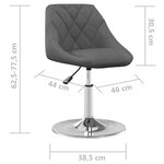 vidaXL Chaises pivotantes à manger lot de 6 Gris foncé Velours