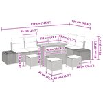 Ensemble de 10 pièces de canapé de jardin avec coussins gris en rotin poly acacia