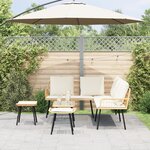 Ensemble de canapé de jardin de 4 pièces avec coussins en poly rattan naturel