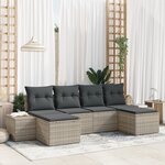 vidaXL Ensemble de canapé de jardin 6 pièces avec coussins gris clair poly rotin