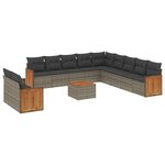 vidaXL Salon de jardin avec coussins 12 Pièces gris résine tressée