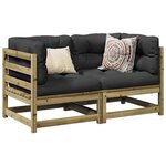 vidaXL Salon de jardin 2 Pièces avec coussins bois de pin imprégné