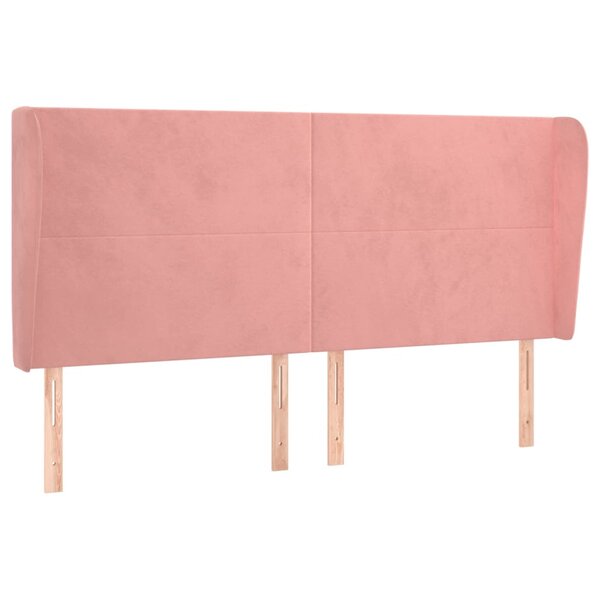vidaXL Tête de lit avec oreilles Rose 163x23x118/128 cm Velours