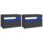 vidaXL Meubles TV avec lumières LED 2 Pièces gris 60x35x40 cm