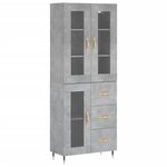 vidaXL Buffet haut Gris béton 69 5x34x180 cm Bois d'ingénierie