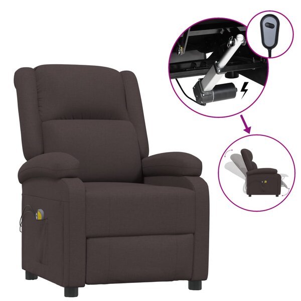 vidaXL Fauteuil électrique de massage Marron foncé Tissu