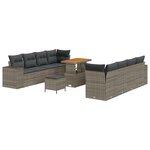 vidaXL Ensemble de sofa de jardin 11 pièces avec coussins en poly rattan gris acacia