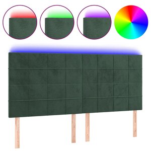 vidaXL Tête de lit à LED Vert foncé 180x5x118/128 cm Velours