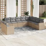 vidaXL Salon de jardin avec coussins 10 Pièces beige résine tressée
