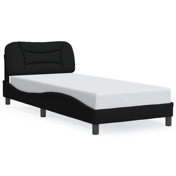 vidaXL Cadre de lit avec LED sans matelas noir 90x190 cm tissu