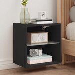 vidaXL Table de chevet murale avec lumières LED noir