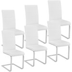 Lot de 6 chaises pieds acier siège de salon cuisine salle à manger design carré élégant blanc 08_0000121