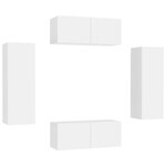 vidaXL Ensemble de meubles TV 4 Pièces Blanc Bois d'ingénierie