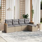 vidaXL Salon de jardin avec coussins 5Pièces mélange beige résine tressée
