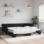vidaXL Lit de jour avec gigogne sans matelas noir 90x200 cm