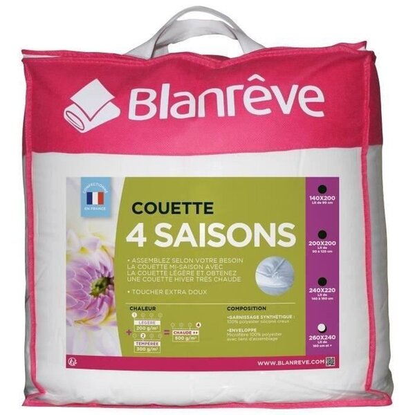 Couette 4 saisons - 240 x 260 cm - Blanc