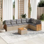 vidaXL Salon de jardin avec coussins 8 Pièces beige résine tressée