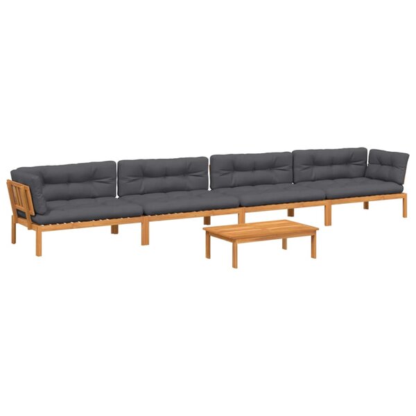 vidaXL Salon palette de jardin avec coussins 5Pièces bois d'acacia massif