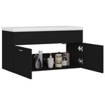 vidaXL Armoire d'évier avec lavabo intégré Noir Bois d'ingénierie