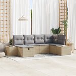 vidaXL Ensemble de canapé de jardin 6 pièces avec coussins Beige Rotin synthétique