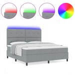 vidaXL Lit à ressorts avec matelas & LED Gris clair 180x200 cm Tissu