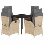 vidaXL Ensemble à manger de jardin avec coussins 5Pièces Beige poly rotin