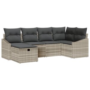 vidaXL Ensemble de canapés 6 pièces avec coussins Gris Clair en Rattan Poly