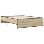 vidaXL Cadre de lit chêne sonoma 140x190 cm bois d'ingénierie et métal