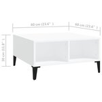 vidaXL Table basse blanc 60x60x30 cm bois d'ingénierie
