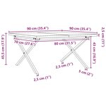 vidaXL Table basse cadre en X 90x90x45 5cm bois de pin massif et fonte