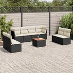 vidaXL Salon de jardin 9 Pièces avec coussins noir résine tressée