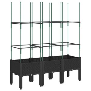 vidaXL Jardinière avec treillis noir 120x40x142 5 cm PP