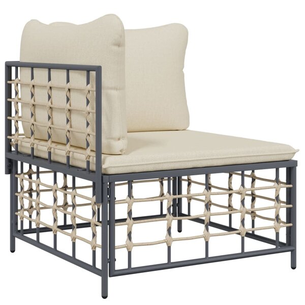 vidaXL Canapé d'angle de jardin avec coussin beige résine tressée