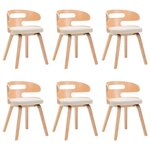 vidaXL Chaises à manger lot de 6 crème bois courbé et similicuir