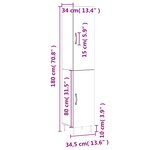 vidaXL Buffet haut Gris béton 34 5x34x180 cm Bois d'ingénierie