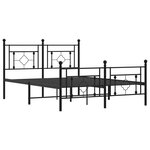 vidaXL Cadre de lit métal sans matelas avec pied de lit noir 140x200cm