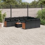 vidaXL Salon de jardin 11 Pièces avec coussins noir résine tressée