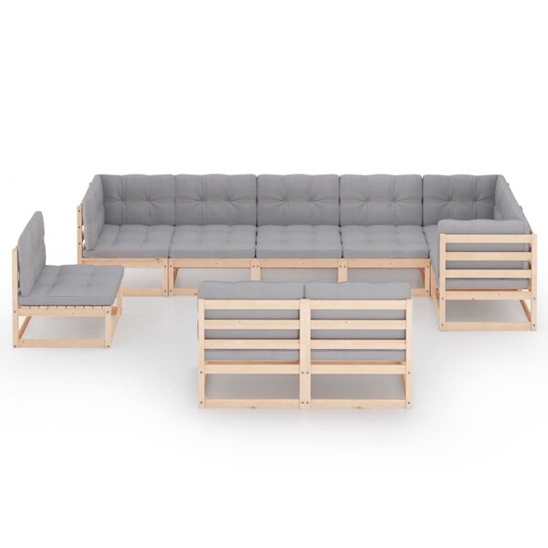 Salon de jardin meuble d'extérieur ensemble de mobilier 9 pièces avec coussins bois de pin massif 02_0017932