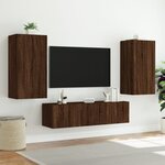 vidaXL Unités murales TV avec LED 4 Pièces chêne marron bois d'ingénierie